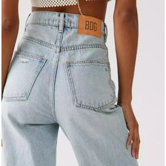 BDG Light Blue Flare Jeans with Artistic Patterns - Picture 6 of 15